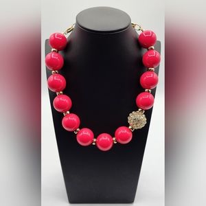 Macy's Hot Pink Bubblegum Beaded Statement Choker Necklace